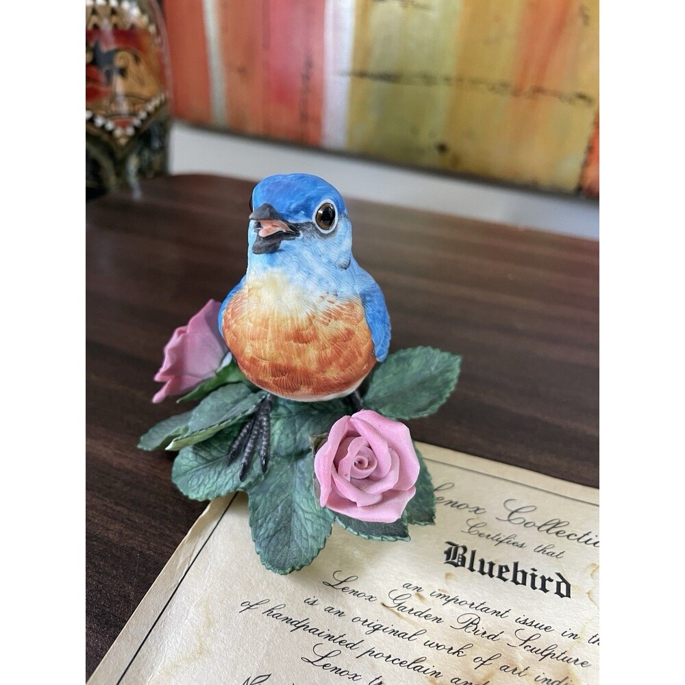 Lenox Garden Bird Collection Eastern Bluebird Porcelain Bird Figurine COA 1986